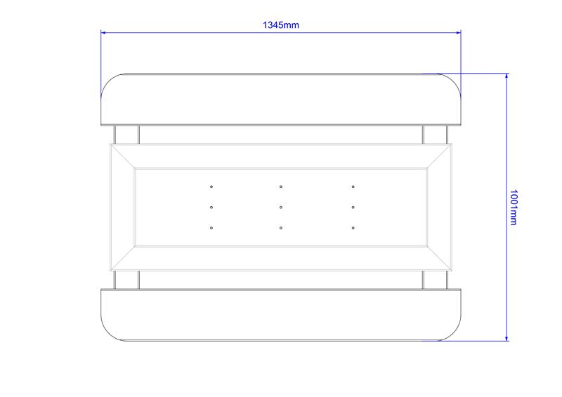 Technical render of a Back-to-Back Planter Bench